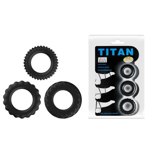 Набор эрекционных колец на член черный Baile Titan