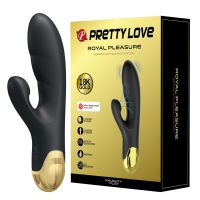 Вібратор із кліторальним вакуумним стимулятором чорний із золотим LYBAILE Royal Pleasure 18K