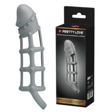 Насадка удлиняющая для пениса с петлей для мошонки серая LYBAILE Penis Sleeve Ball Strap