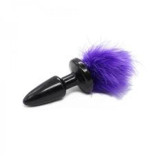 Черная анальная пробка с фиолетовым мехом Bdsm4u Bunny Tail Anal Plug Purple