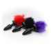 Черная анальная пробка с фиолетовым мехом Bdsm4u Bunny Tail Anal Plug Purple