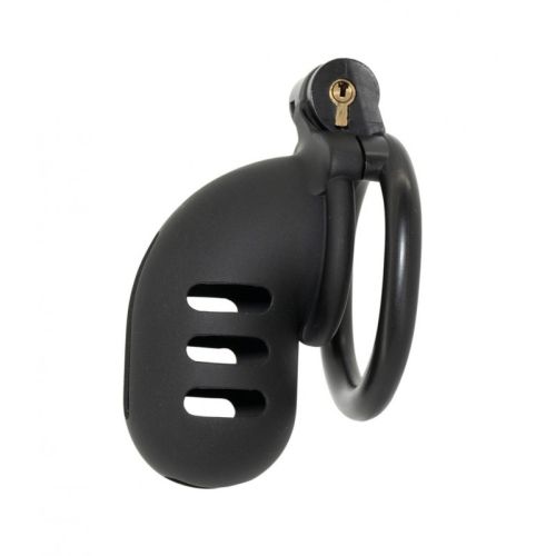 Пояс верности для мужчин черный Bdsm4u Resin Chastity Cage  размер Large