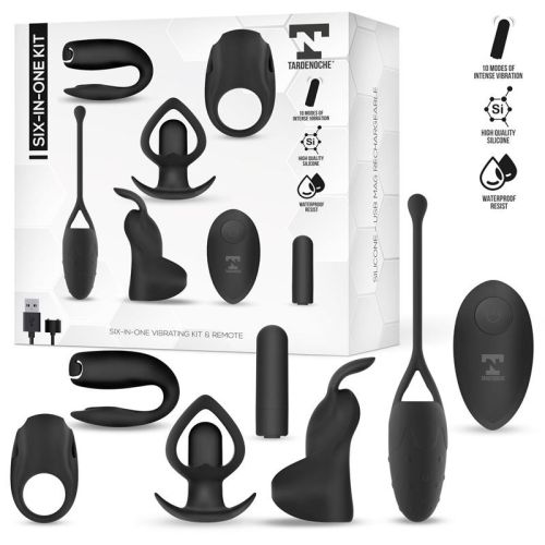 Набор игрушек для пар силиконовый черный Tardenoche Six-in-one Vibrating Bullet 6 Accessories Kit