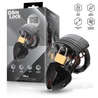 Клетка целомудрия с разделителями для мужчин черная Domlock