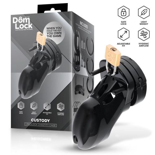 Пояс верности для мужчин черный Domlock Custody Chastity Cage
