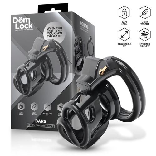 Пояс верности для мужчин с внутренним замком черный Domlock Bars 