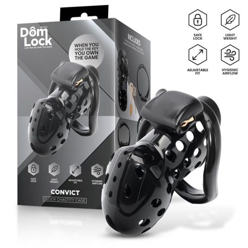 Пояс верности для мужчин черный Domlock Convict Chastity Cage