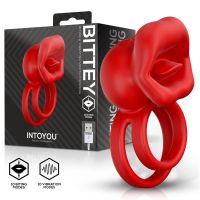 Ерекційне віброкільце для пеніса подвійне червоне Intoyou Bittey