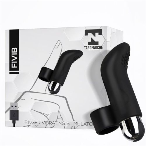 Вібратор на палець для клітора чорний силіконовий Tardenoche Fivib з USB-підключенням