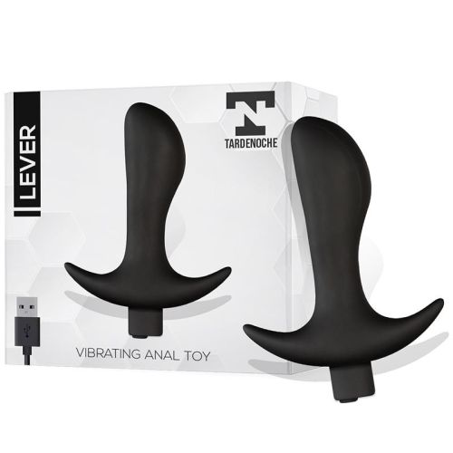 Анальна вібропробка з силіконова чорна важільним механізмом Tardenoche Lever з USB-підключенням