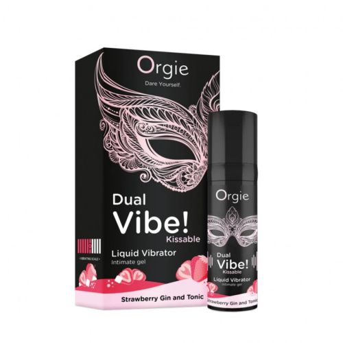 Рідкий вібратор зі смаком коктейлю Полуничний джин та тонік Dual Vibe Liquid Vibrator Gin And Tonic 15 мл