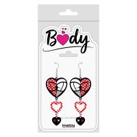 Сережки у вигляді 3 з'єднаних сердець різнокольорові Lovetoy Body Triple Heart Earrings