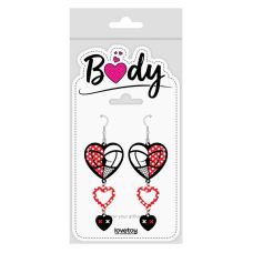 Серьги в виде 3ех соединенных сердец разноцветные Lovetoy Body Triple Heart Earrings