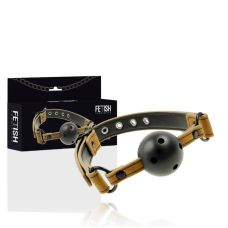 Кляп шарик в рот черный на коричневом ремешке Fetish Submissive Origin Breathable Gag