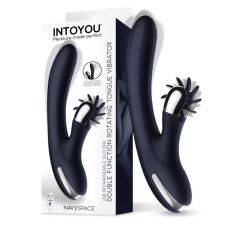 Вибратор для женщин с клиторальным стимулятором с вращением синий Intoyou Navyspace Vibe Rotating Tongues