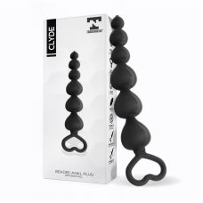 Анальный шарики с ручкой силиконовые черные Tardenochе Clyde Beaded Butt Plug Easy Pull 