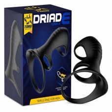 Насадка на пенис и мошонку силиконовая черная Intoyou Driade Triple Ring For Men