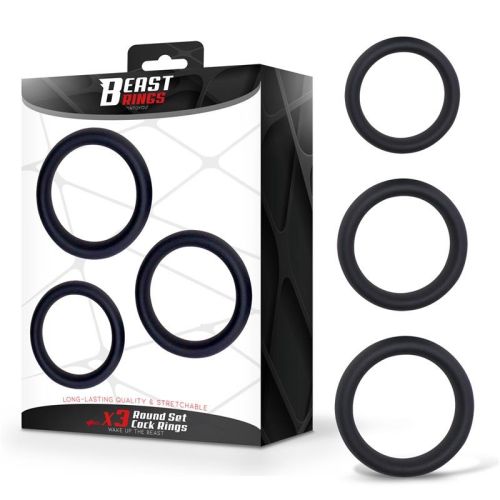Набор эрекционных колец на член силикон черного цвета Intoyou Set Of 3 Penis Rings 