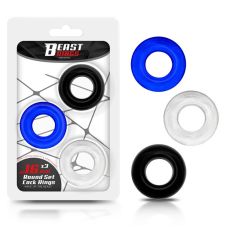 Набір ерекційних кілець на член прозоре синє чорне Intoyou Set Of 3 Penis Ring 3 Colors 3 штуки