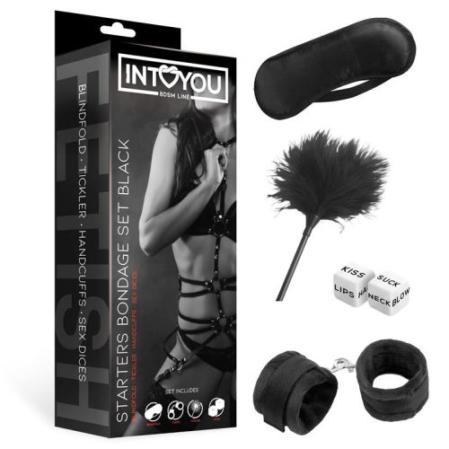 БДСМ набір для ігор чорний Intoyou Starters Bondage Set 4 предмета