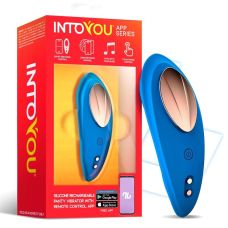 Клиторальные вибротрусики силиконовые синего цвета Intoyou Panty Vibrator App 