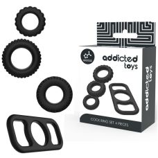 Набор эрекционных колец на член силиконовых черного цвета Addicted Toys Cock Ring Set 4 Pieces