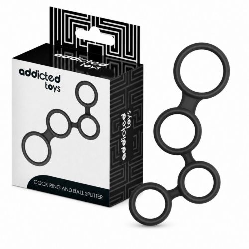 Кольца для фиксации мошонки на член силиконовых черного цвета Addicted Toys  Penis Ring Dividers Testicles