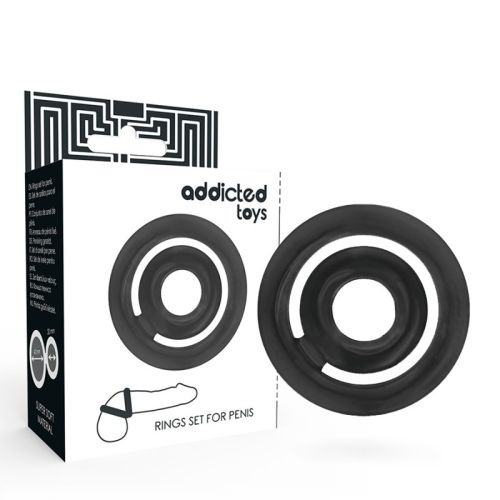 Эрекционное кольцо на член силикон черного цвета Addicted Toys Potenz C-Ring Set For Penis