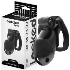 Пояс вірності для чоловіків чорний Addicted Toys Locked Mindnight Cell Penis Cage розмір М