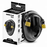 Пояс верности для мужчин с комплектом колец черный Addicted Toys Locked Keyless Restraint Penis Cage