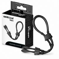 Эрекционная петля на член силиконовая черного цвета Addicted Toys  Adjustable Silicone Rope For The Penis
