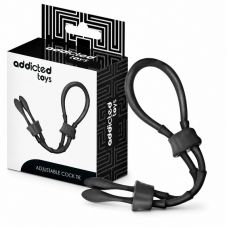 Эрекционная петля на член силиконовая черного цвета Addicted Toys  Adjustable Silicone Rope For The Penis
