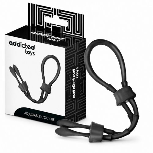 Эрекционная петля на член силиконовая черного цвета Addicted Toys  Adjustable Silicone Rope For The Penis