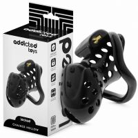 Пояс верности для мужчин черный Addicted Toys Locked Chained Hollow Penis Cage