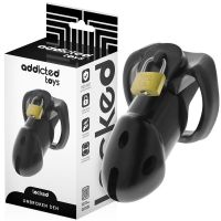 Пояс верности для мужчин с комплектом колец и замком черный Addicted Toys Locked Unbroken Den Penis Cage