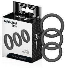 Набор эрекционных колец на член силиконовых черного цвета Addicted Toys Set Flat Silicone Rings