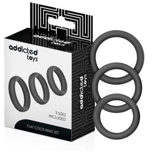 Набор эрекционных колец на член силиконовых черного цвета Addicted Toys Set Flat Silicone Rings