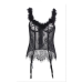 Еротичний ажурний корсет з пажами та хутром S/M чорний