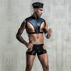 Еротичний комплект сексуального полісмена для рольових ігор чорно синього кольору JSY розмір S/M