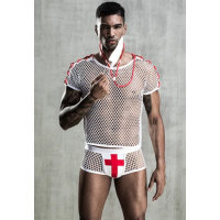 Эротический костюм доктора для ролевых игр белого цвета с красным JSY Caring Harold размеры S L