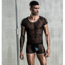 Комплект мужского белья на шнуровке прозрачный черного цвета JSY Candy Boy размеры S M