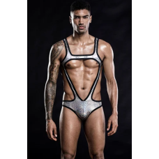 Боді чоловіче з вирізами сріблястого кольору із чорною окантовкою JSY Jacob Bodysuit розміри S L