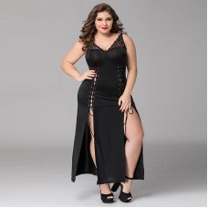 Эротическое длинное вечернее платье на шнуровке черного цвета JSY размер L/XL