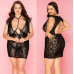 Эротический кружевной женский бебидолл черного цвета JSY Bertha размер L/XL