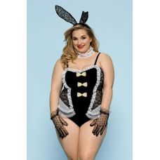 Костюм норовливої зайчика для рольових ігор чорного кольору з білим JSY розміри XL XXL