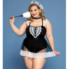 Костюм Кокетливой горничной для ролевых игр черного цвета с белым JSY размеры  XL XXL
