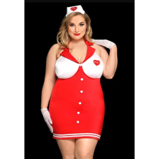Костюм медицинской сестры для ролевых игр красного цвета с белым JSY размеры XL XXL