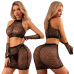 Сексуальний сітчастий жіночий комплект топ із спідницею чорного кольору JSY Nicolet розмір S/M