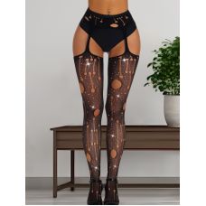 Сексуальні жіночі колготки з імітацією подертих панчох чорного кольору JSY розмір S/L