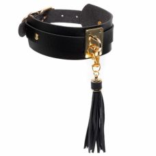 Ошейник широкий с подвеской кисточкой черно золотистый Kinky Diva Collar Me!